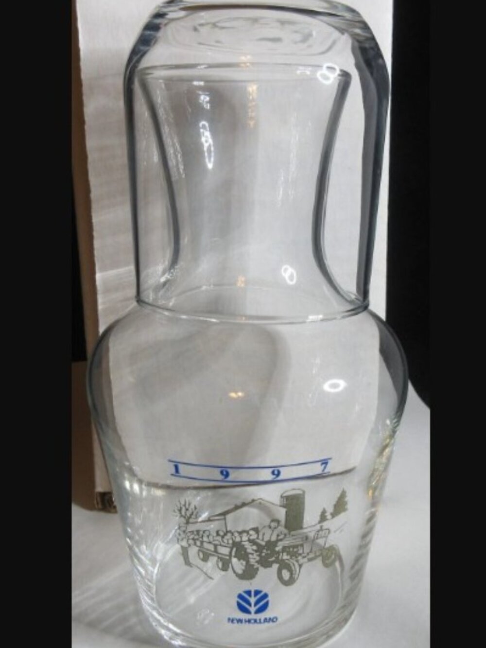 Vintage Ford New Holland Bedside Water Carafe Night Tumbler Glass Set 1997 RARE